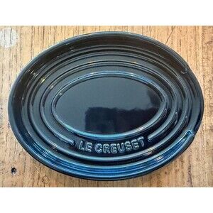 Le Creuset Stoneware Oval Spoon Rest Shiny Black Onyx NEW